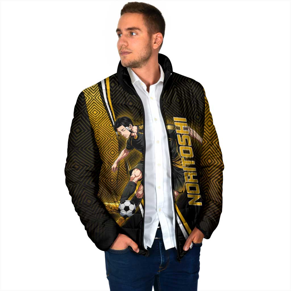 Personalized Noritoshi Kamo Jujutsu Kaisen Padded Jacket Anime Soccer Theme with Yellow Geometric Design