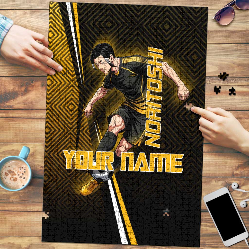 Personalized Noritoshi Kamo Jujutsu Kaisen Puzzle Anime Soccer Theme with Yellow Geometric Design