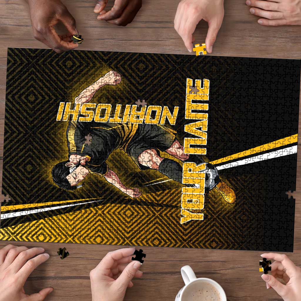 Personalized Noritoshi Kamo Jujutsu Kaisen Puzzle Anime Soccer Theme with Yellow Geometric Design