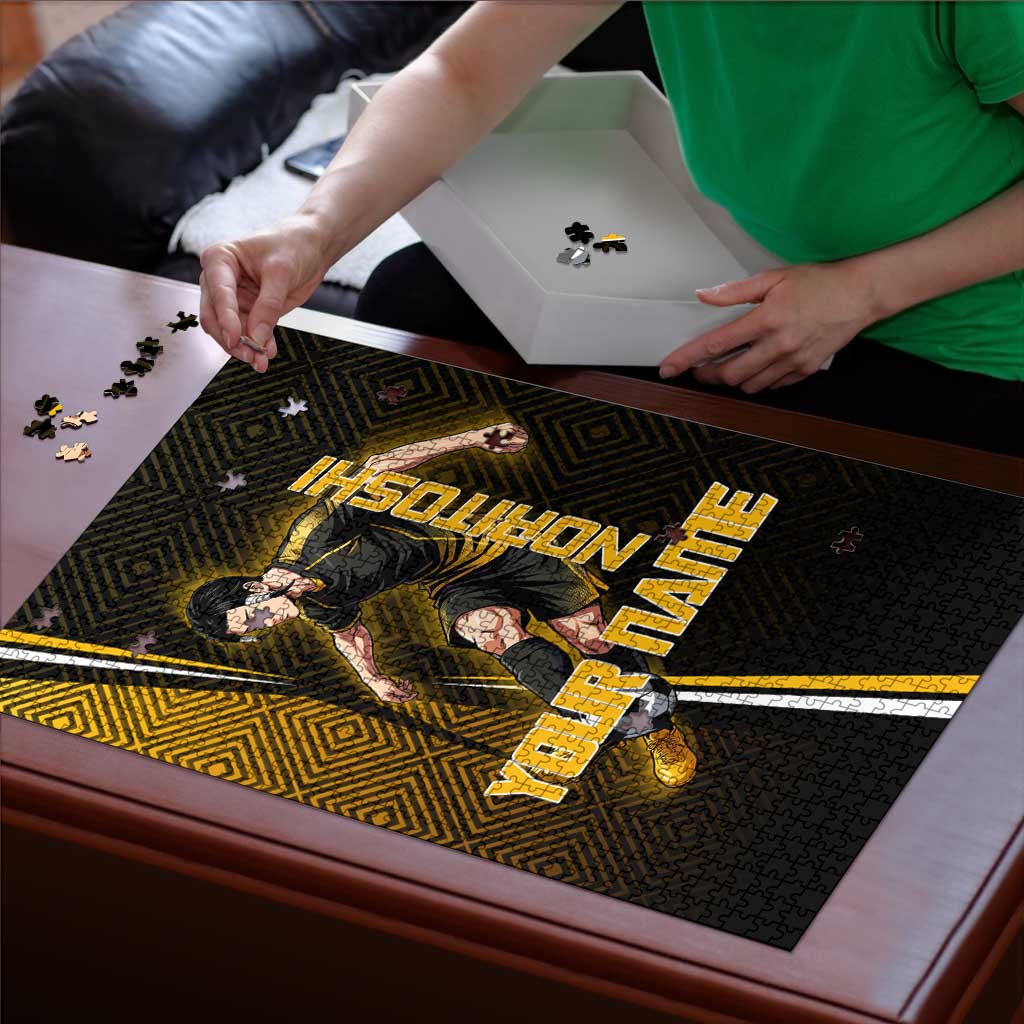 Personalized Noritoshi Kamo Jujutsu Kaisen Puzzle Anime Soccer Theme with Yellow Geometric Design