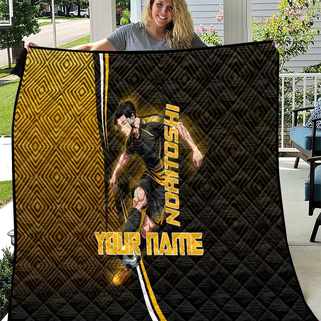 Personalized Noritoshi Kamo Jujutsu Kaisen Quilt Anime Soccer Theme with Yellow Geometric Design