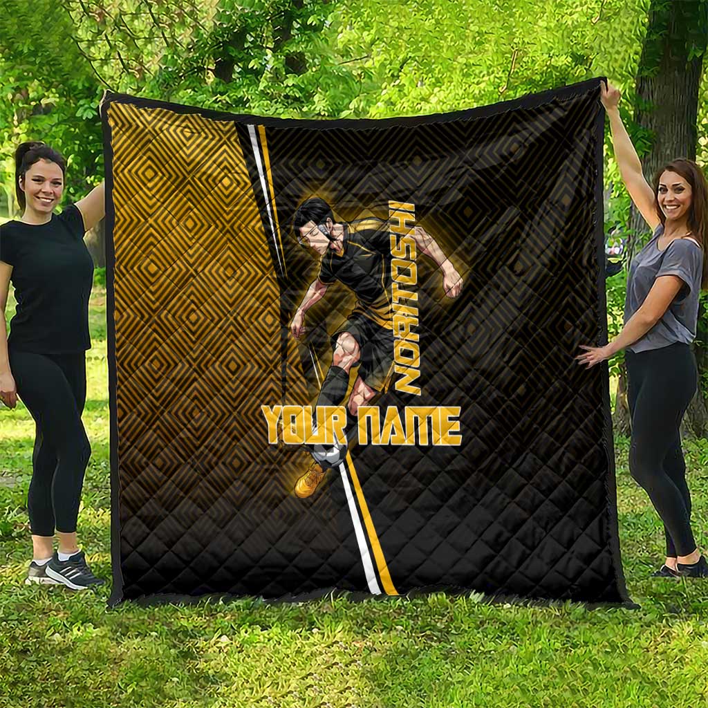 Personalized Noritoshi Kamo Jujutsu Kaisen Quilt Anime Soccer Theme with Yellow Geometric Design