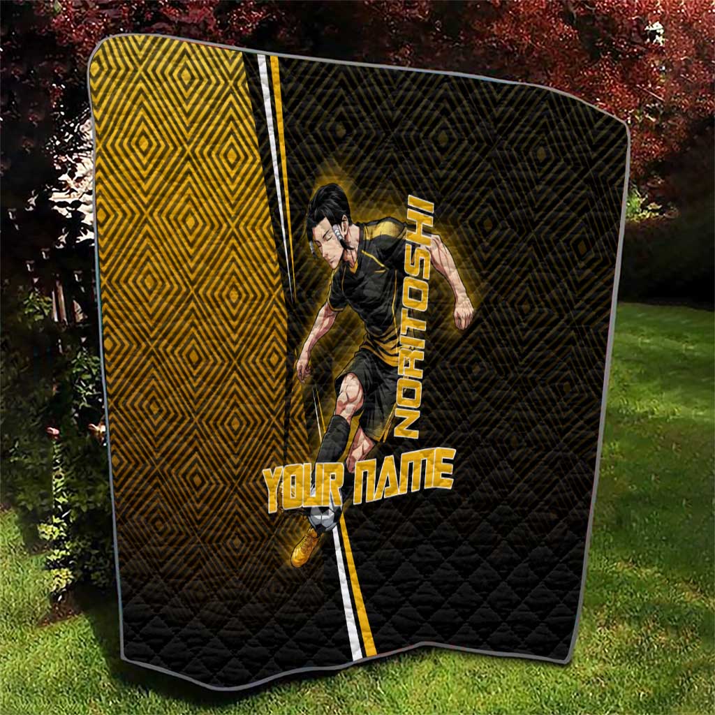 Personalized Noritoshi Kamo Jujutsu Kaisen Quilt Anime Soccer Theme with Yellow Geometric Design
