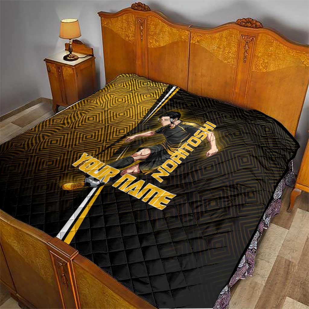 Personalized Noritoshi Kamo Jujutsu Kaisen Quilt Anime Soccer Theme with Yellow Geometric Design
