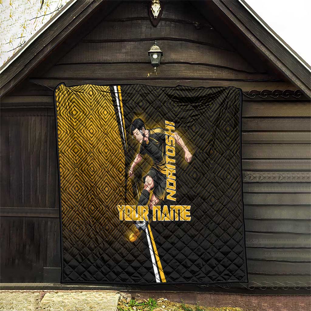 Personalized Noritoshi Kamo Jujutsu Kaisen Quilt Anime Soccer Theme with Yellow Geometric Design