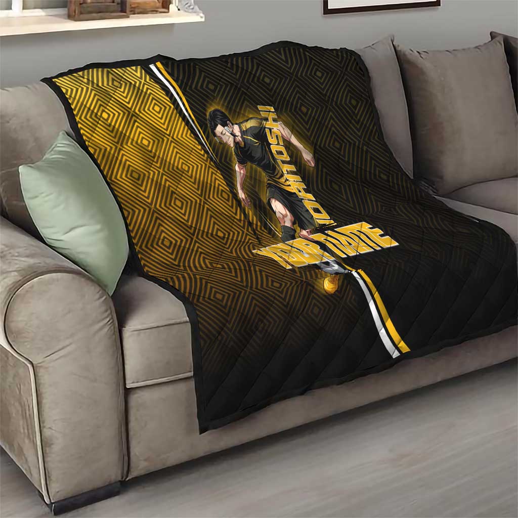 Personalized Noritoshi Kamo Jujutsu Kaisen Quilt Anime Soccer Theme with Yellow Geometric Design