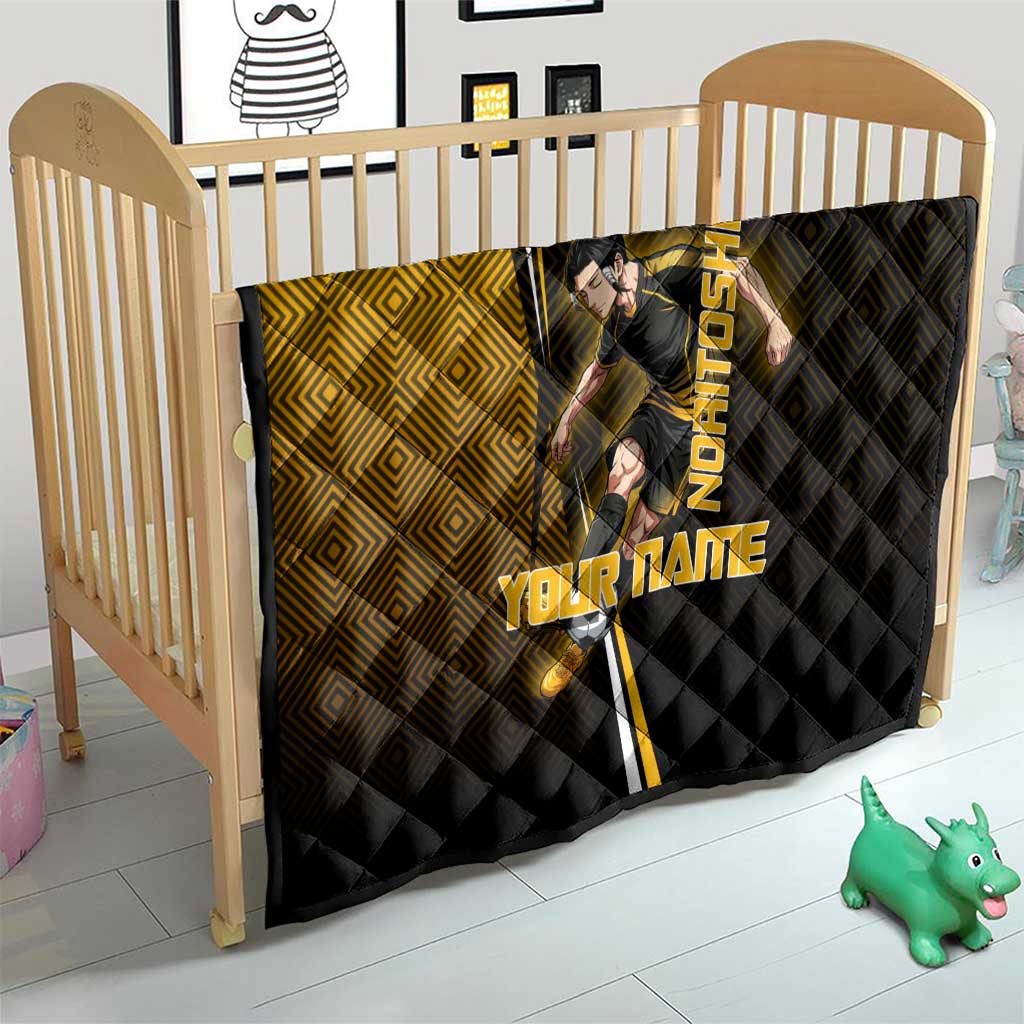 Personalized Noritoshi Kamo Jujutsu Kaisen Quilt Anime Soccer Theme with Yellow Geometric Design
