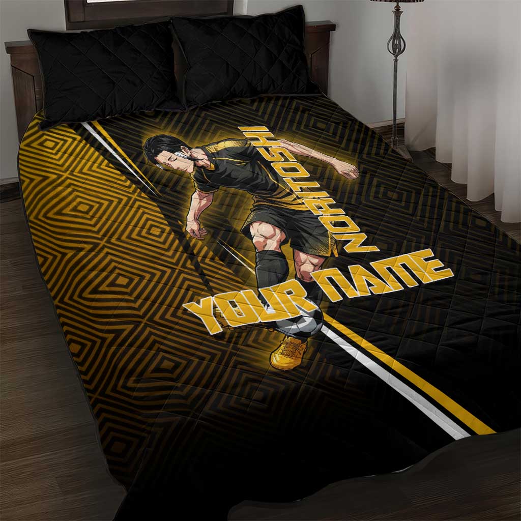 Personalized Noritoshi Kamo Jujutsu Kaisen Quilt Bed Set Anime Soccer Theme with Yellow Geometric Design