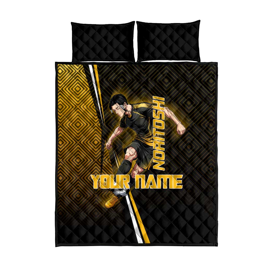 Personalized Noritoshi Kamo Jujutsu Kaisen Quilt Bed Set Anime Soccer Theme with Yellow Geometric Design
