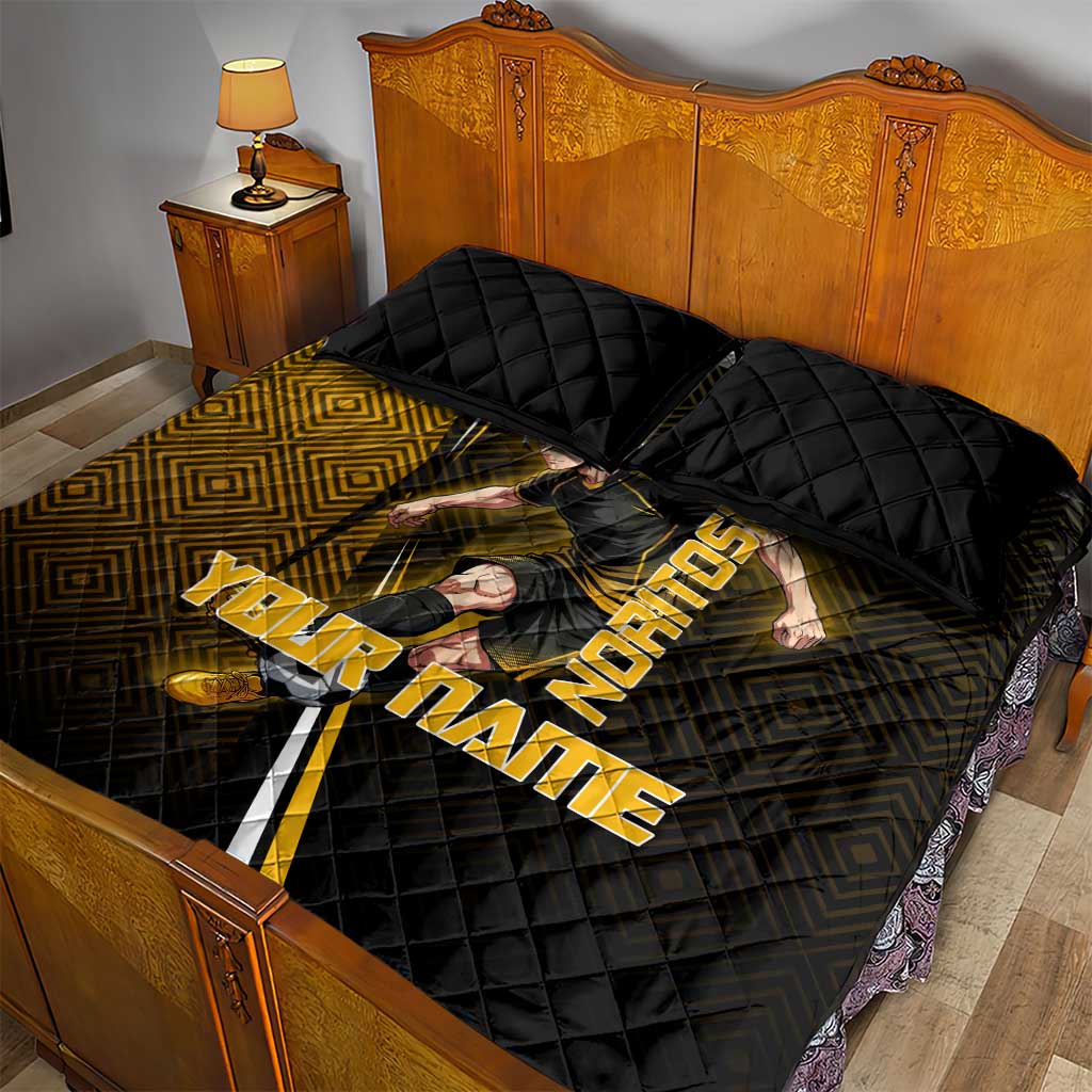 Personalized Noritoshi Kamo Jujutsu Kaisen Quilt Bed Set Anime Soccer Theme with Yellow Geometric Design