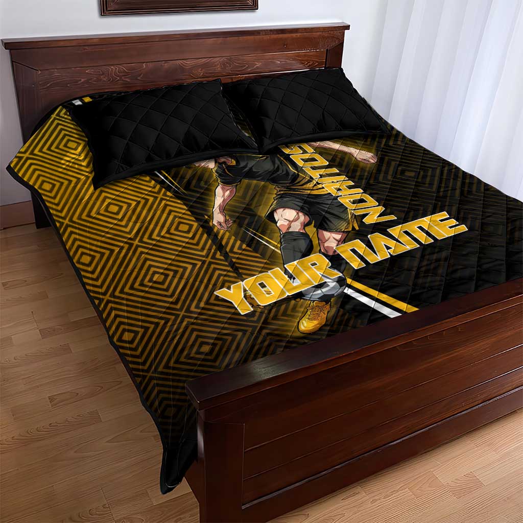 Personalized Noritoshi Kamo Jujutsu Kaisen Quilt Bed Set Anime Soccer Theme with Yellow Geometric Design