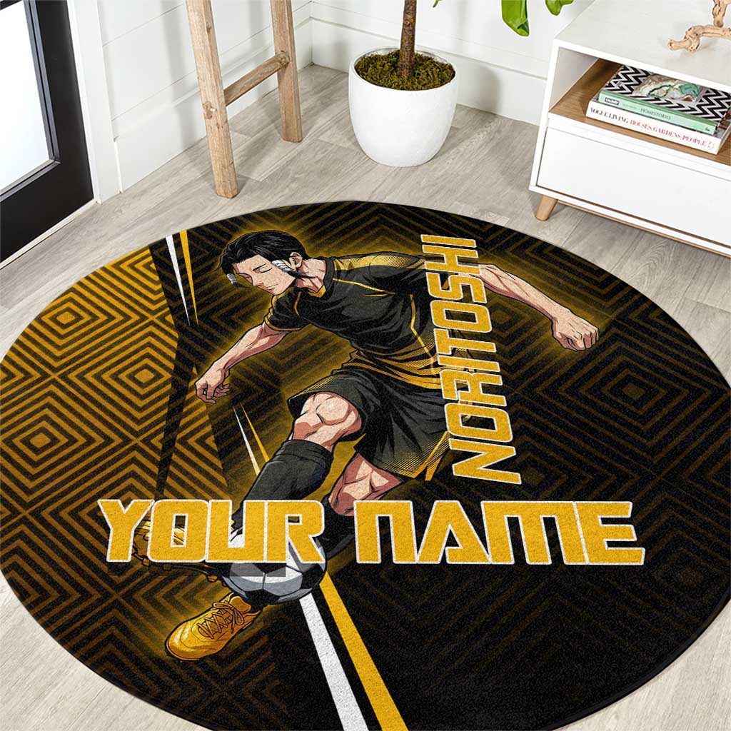 Personalized Noritoshi Kamo Jujutsu Kaisen Round Carpet Anime Soccer Theme with Yellow Geometric Design
