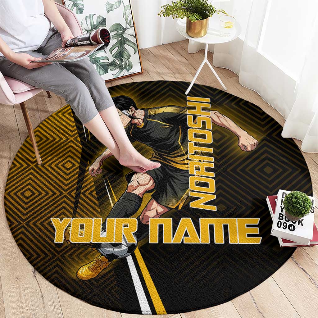Personalized Noritoshi Kamo Jujutsu Kaisen Round Carpet Anime Soccer Theme with Yellow Geometric Design