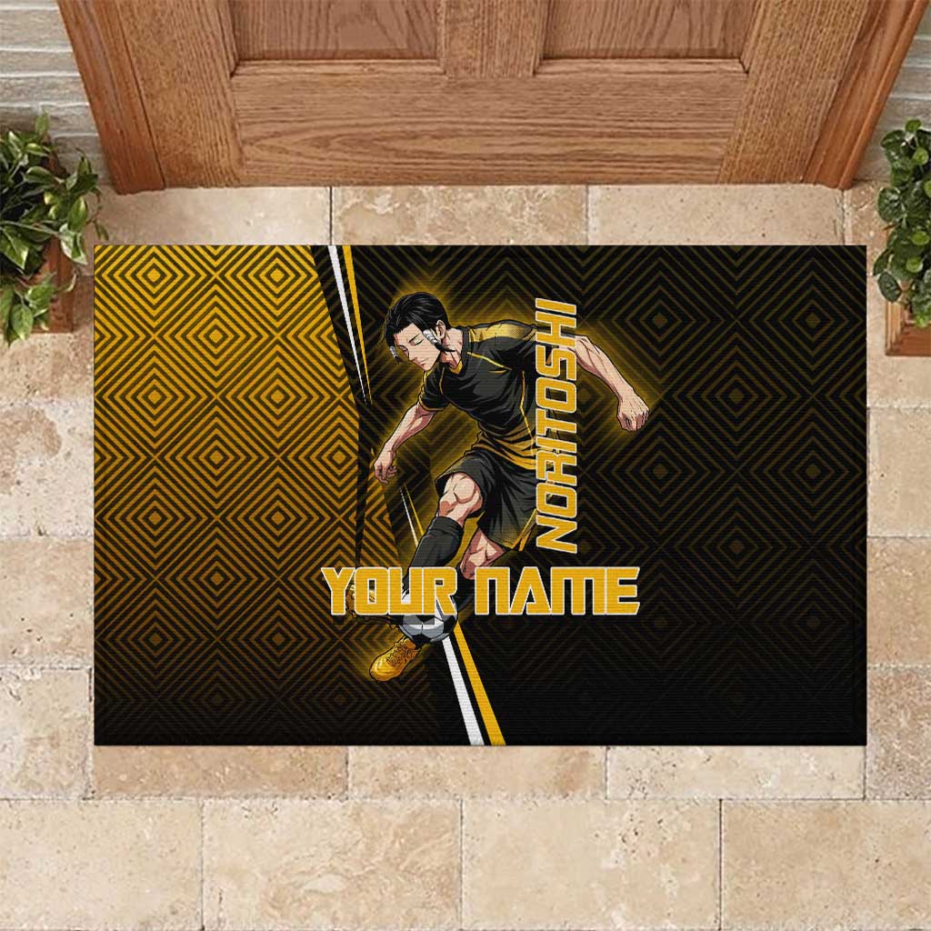Personalized Noritoshi Kamo Jujutsu Kaisen Rubber Doormat Anime Soccer Theme with Yellow Geometric Design
