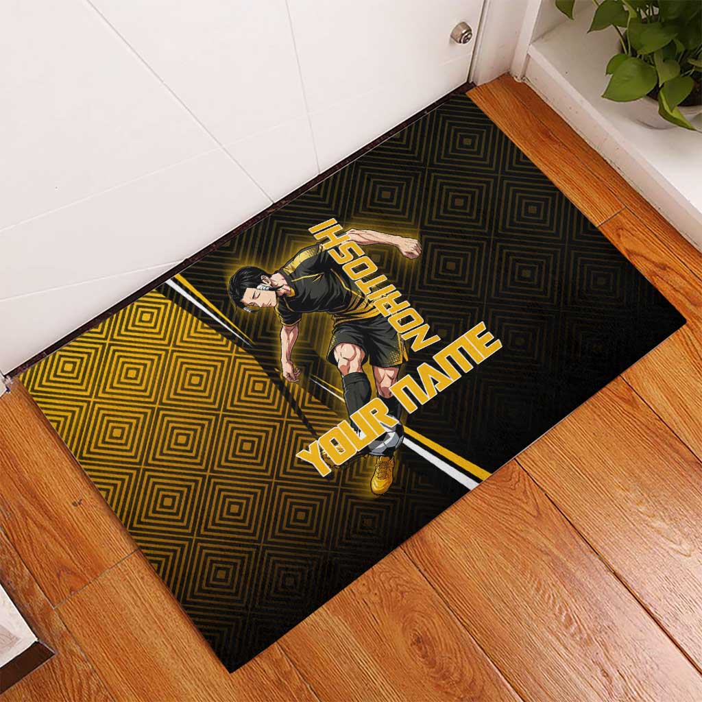 Personalized Noritoshi Kamo Jujutsu Kaisen Rubber Doormat Anime Soccer Theme with Yellow Geometric Design