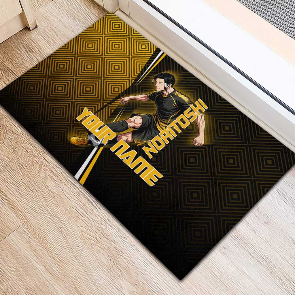 Personalized Noritoshi Kamo Jujutsu Kaisen Rubber Doormat Anime Soccer Theme with Yellow Geometric Design