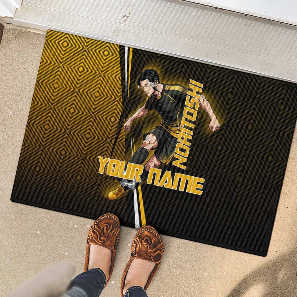 Personalized Noritoshi Kamo Jujutsu Kaisen Rubber Doormat Anime Soccer Theme with Yellow Geometric Design