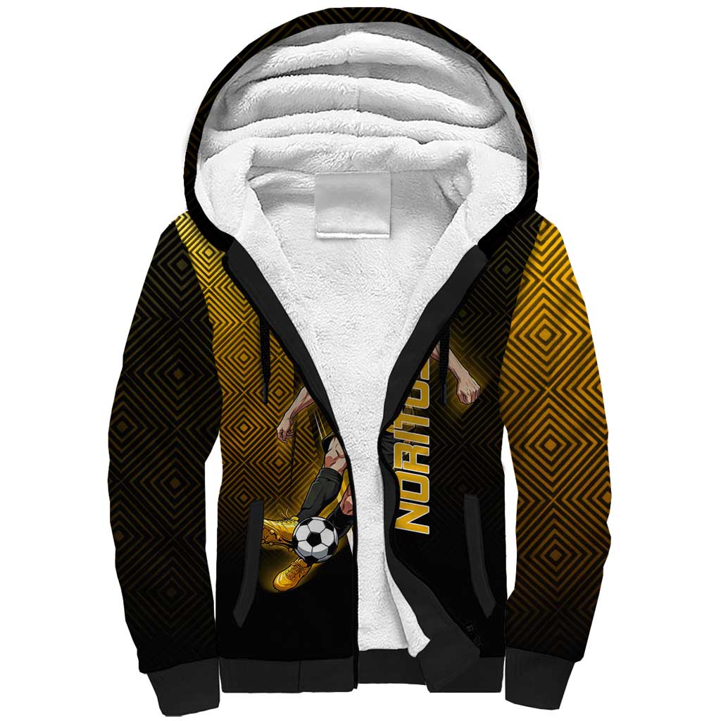 Personalized Noritoshi Kamo Jujutsu Kaisen Sherpa Hoodie Anime Soccer Theme with Yellow Geometric Design