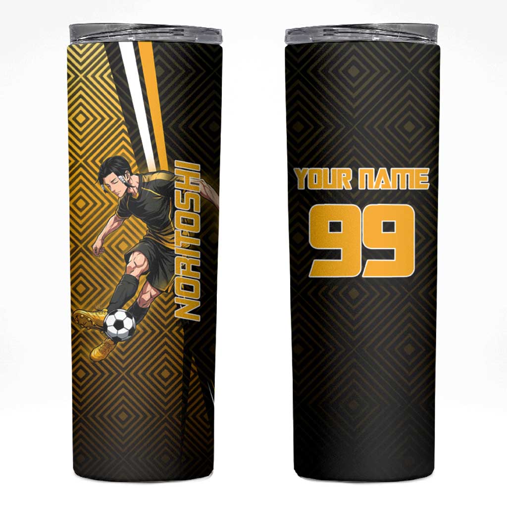 Personalized Noritoshi Kamo Jujutsu Kaisen Skinny Tumbler Anime Soccer Theme with Yellow Geometric Design