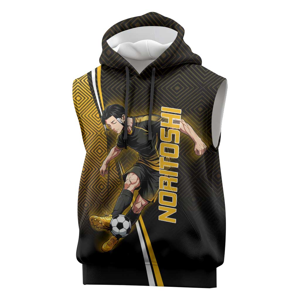 Personalized Noritoshi Kamo Jujutsu Kaisen Sleeveless Hoodie Anime Soccer Theme with Yellow Geometric Design