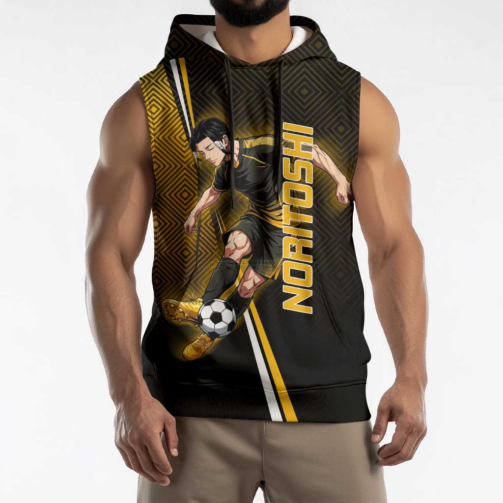 Personalized Noritoshi Kamo Jujutsu Kaisen Sleeveless Hoodie Anime Soccer Theme with Yellow Geometric Design