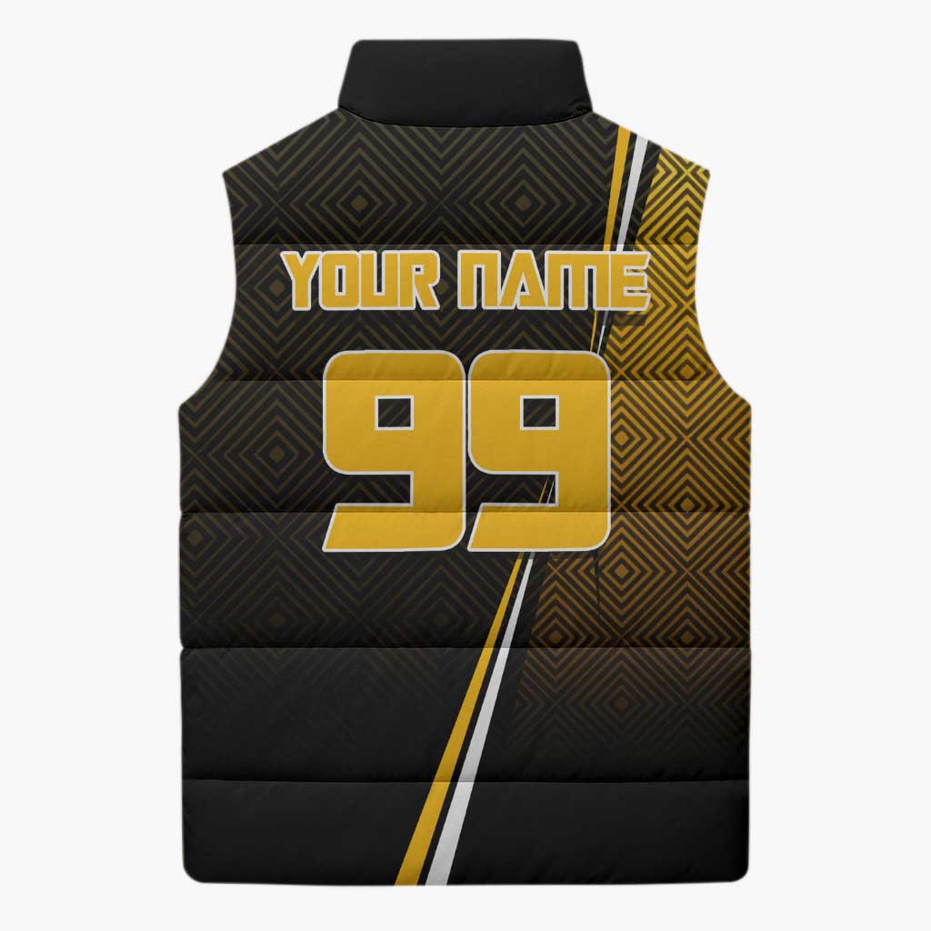 Personalized Noritoshi Kamo Jujutsu Kaisen Sleeveless Puffer Jacket Anime Soccer Theme with Yellow Geometric Design