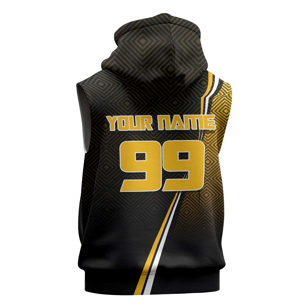 Personalized Noritoshi Kamo Jujutsu Kaisen Sleeveless Zip Hoodie Anime Soccer Theme with Yellow Geometric Design