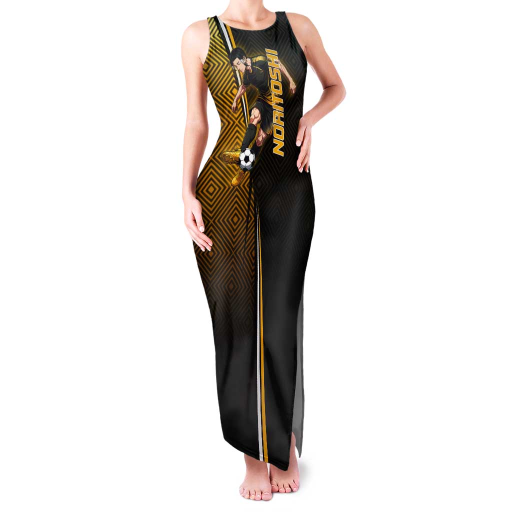 Personalized Noritoshi Kamo Jujutsu Kaisen Tank Maxi Dress Anime Soccer Theme with Yellow Geometric Design