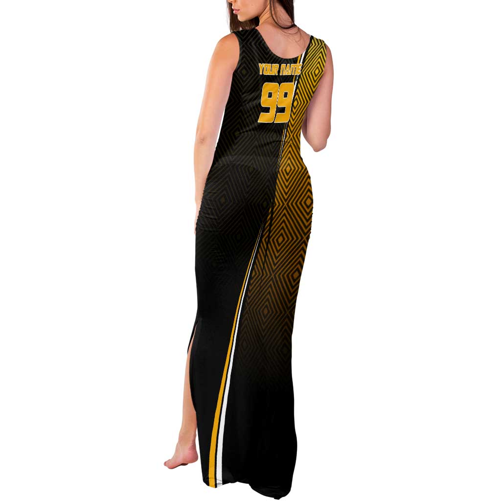 Personalized Noritoshi Kamo Jujutsu Kaisen Tank Maxi Dress Anime Soccer Theme with Yellow Geometric Design