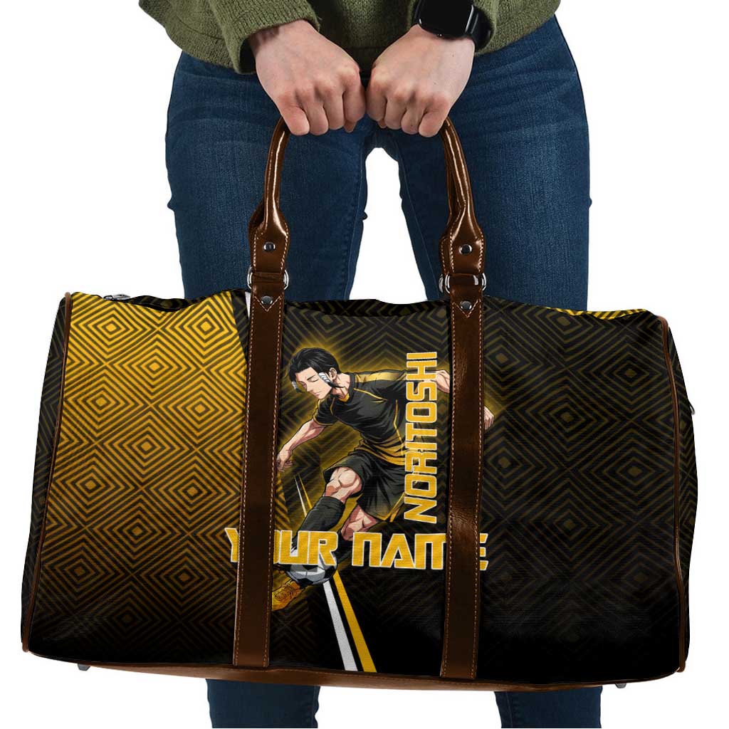 Personalized Noritoshi Kamo Jujutsu Kaisen Travel Bag Anime Soccer Theme with Yellow Geometric Design