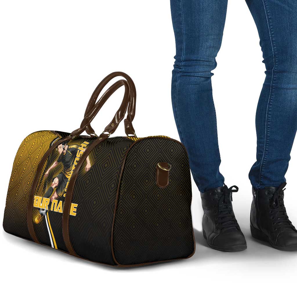 Personalized Noritoshi Kamo Jujutsu Kaisen Travel Bag Anime Soccer Theme with Yellow Geometric Design