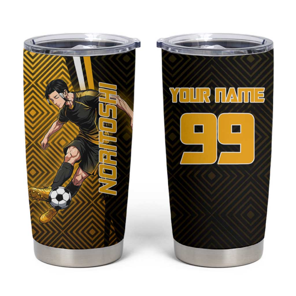Personalized Noritoshi Kamo Jujutsu Kaisen Tumbler Cup Anime Soccer Theme with Yellow Geometric Design