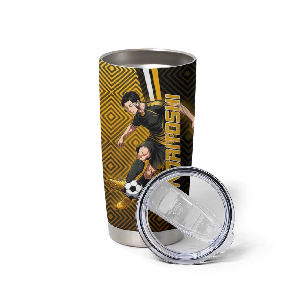 Personalized Noritoshi Kamo Jujutsu Kaisen Tumbler Cup Anime Soccer Theme with Yellow Geometric Design