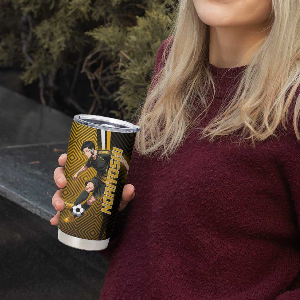 Personalized Noritoshi Kamo Jujutsu Kaisen Tumbler Cup Anime Soccer Theme with Yellow Geometric Design