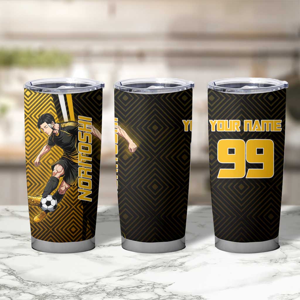 Personalized Noritoshi Kamo Jujutsu Kaisen Tumbler Cup Anime Soccer Theme with Yellow Geometric Design