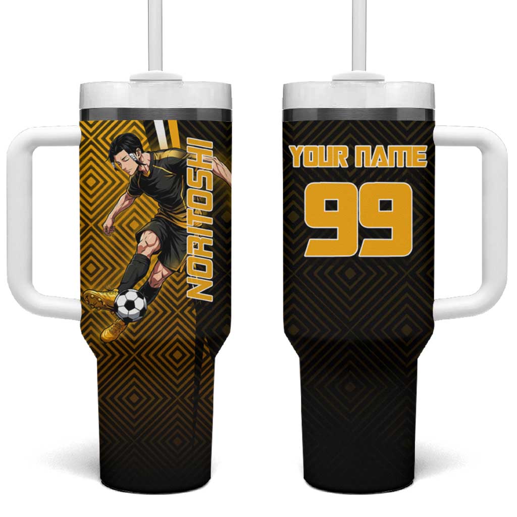 Personalized Noritoshi Kamo Jujutsu Kaisen Tumbler With Handle Anime Soccer Theme with Yellow Geometric Design