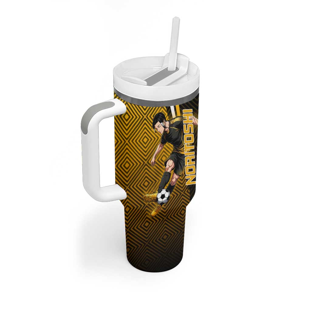 Personalized Noritoshi Kamo Jujutsu Kaisen Tumbler With Handle Anime Soccer Theme with Yellow Geometric Design