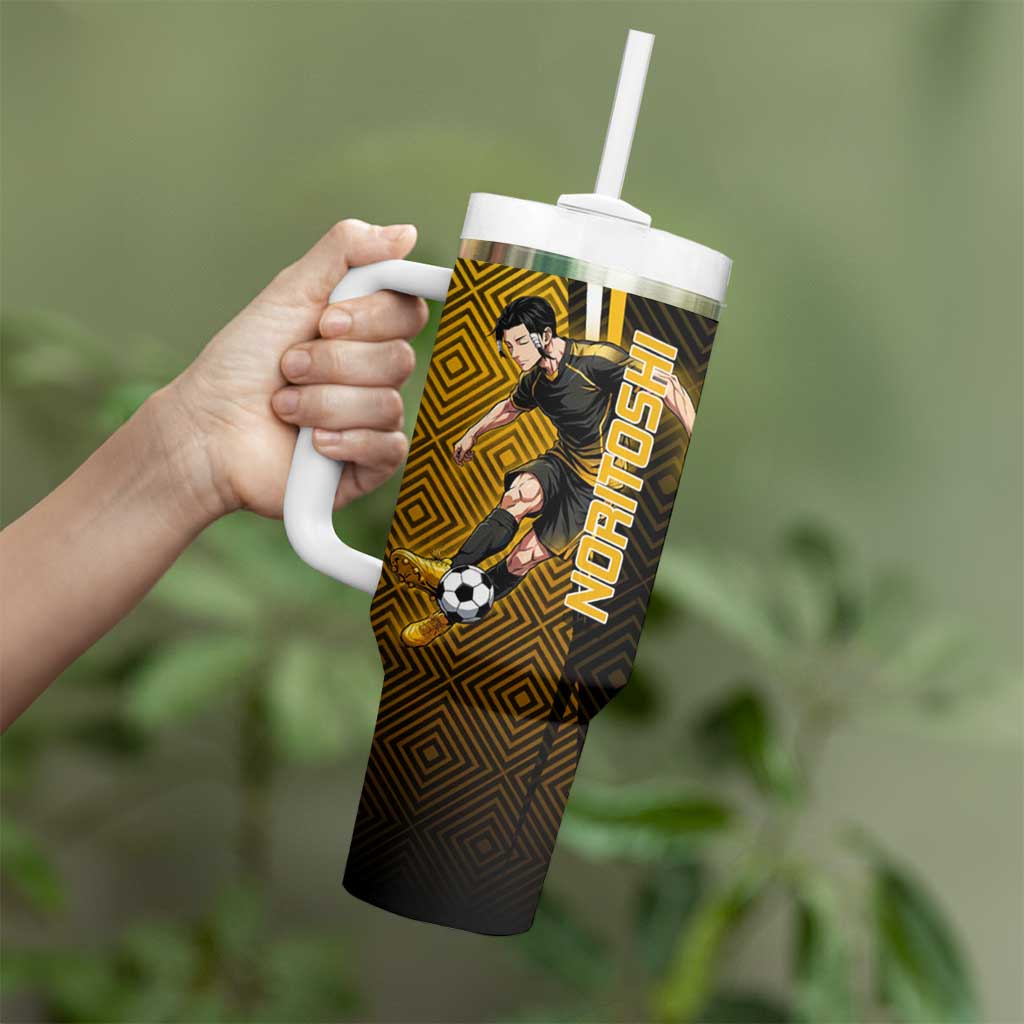 Personalized Noritoshi Kamo Jujutsu Kaisen Tumbler With Handle Anime Soccer Theme with Yellow Geometric Design
