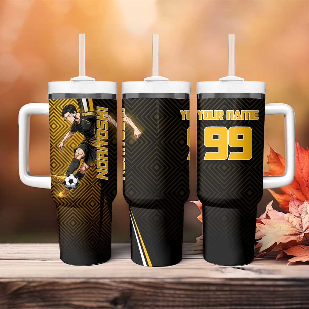 Personalized Noritoshi Kamo Jujutsu Kaisen Tumbler With Handle Anime Soccer Theme with Yellow Geometric Design
