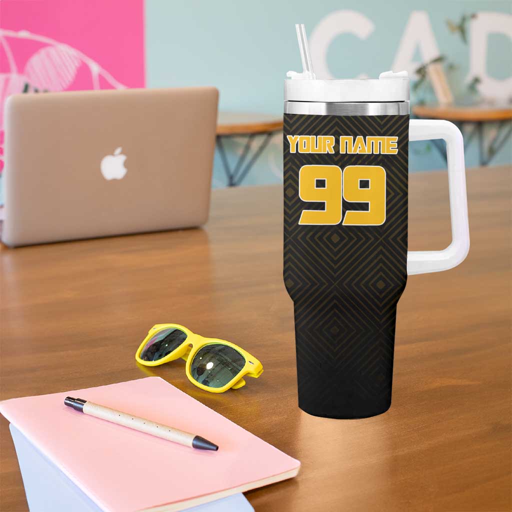 Personalized Noritoshi Kamo Jujutsu Kaisen Tumbler With Handle Anime Soccer Theme with Yellow Geometric Design