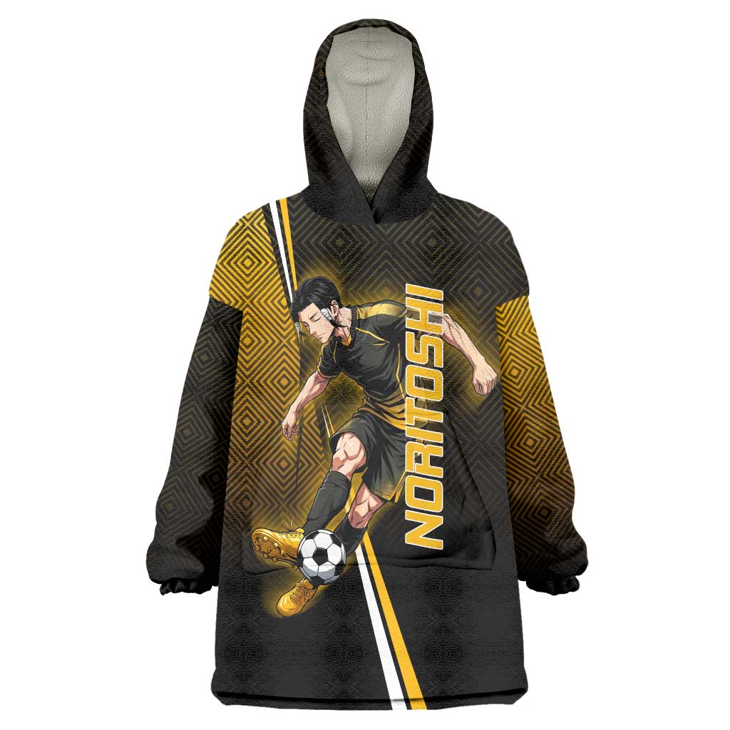 Personalized Noritoshi Kamo Jujutsu Kaisen Wearable Blanket Hoodie Anime Soccer Theme with Yellow Geometric Design