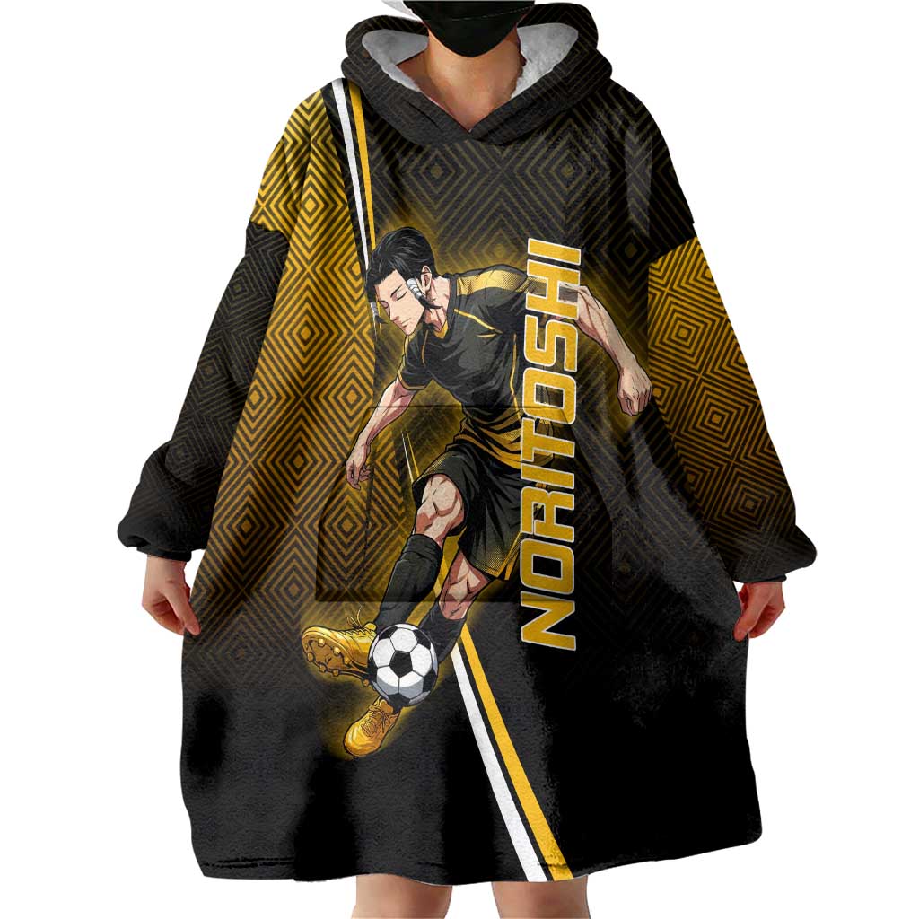 Personalized Noritoshi Kamo Jujutsu Kaisen Wearable Blanket Hoodie Anime Soccer Theme with Yellow Geometric Design