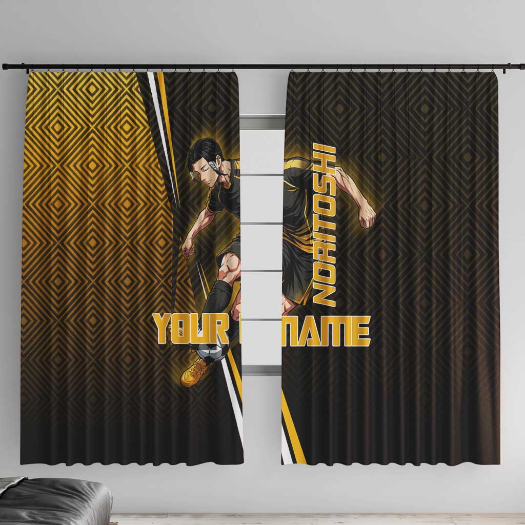 Personalized Noritoshi Kamo Jujutsu Kaisen Window Curtain Anime Soccer Theme with Yellow Geometric Design