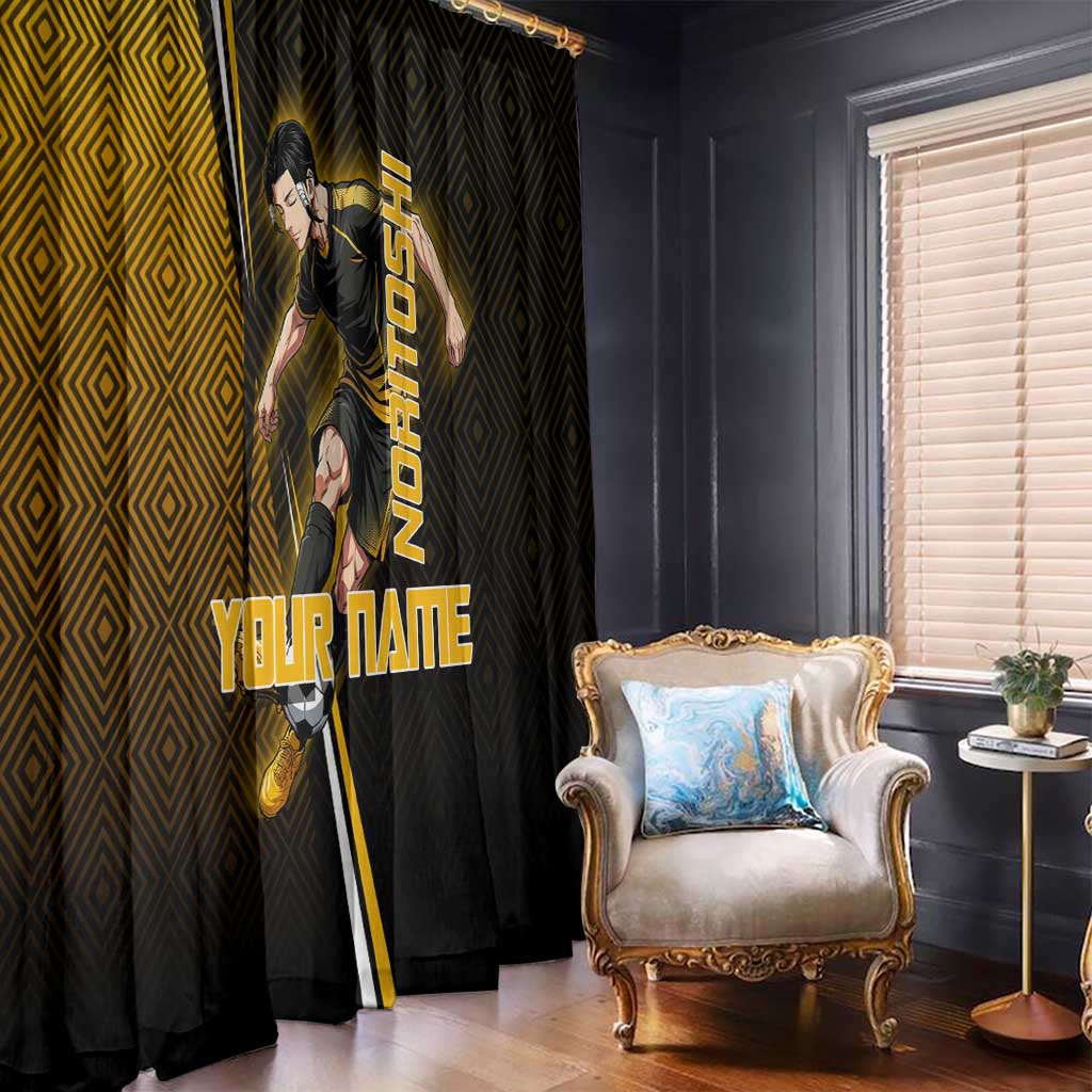Personalized Noritoshi Kamo Jujutsu Kaisen Window Curtain Anime Soccer Theme with Yellow Geometric Design
