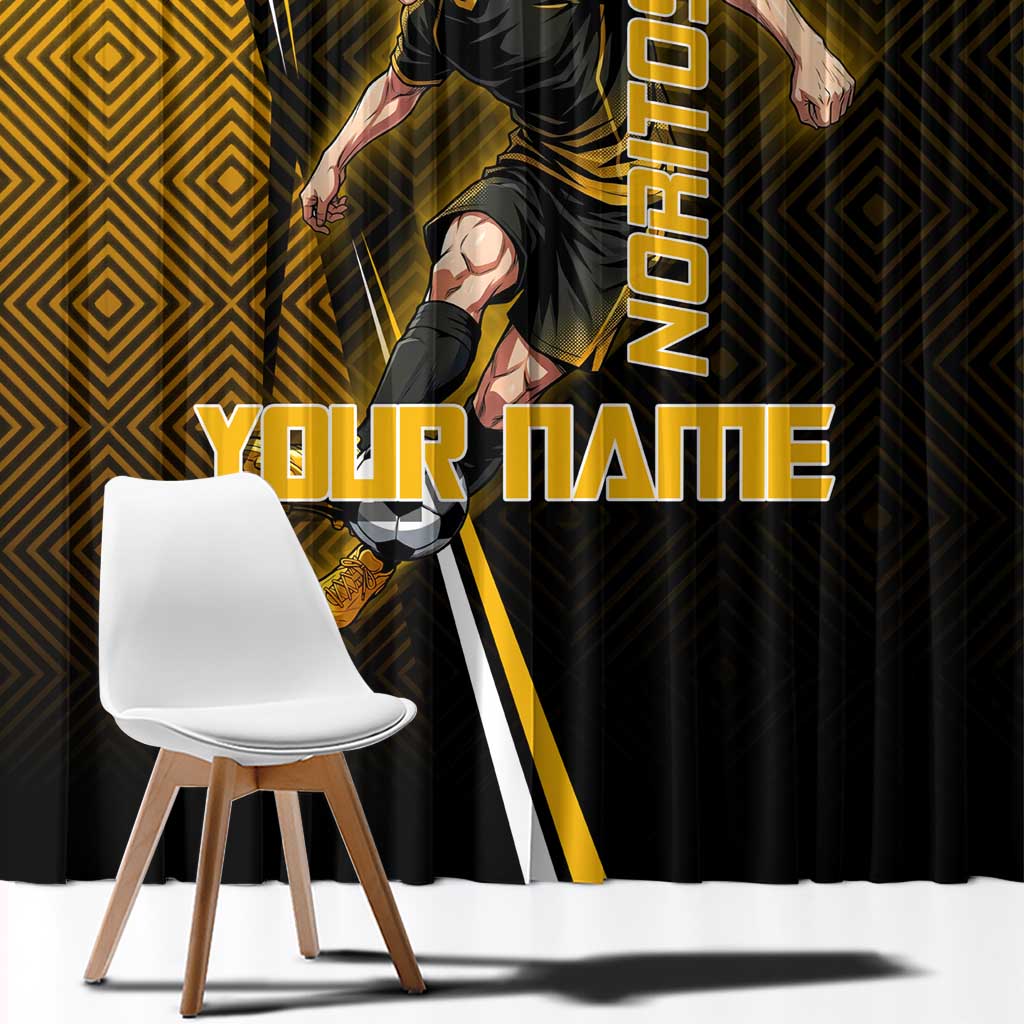 Personalized Noritoshi Kamo Jujutsu Kaisen Window Curtain Anime Soccer Theme with Yellow Geometric Design