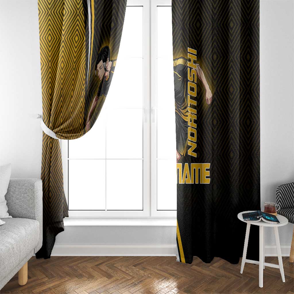 Personalized Noritoshi Kamo Jujutsu Kaisen Window Curtain Anime Soccer Theme with Yellow Geometric Design