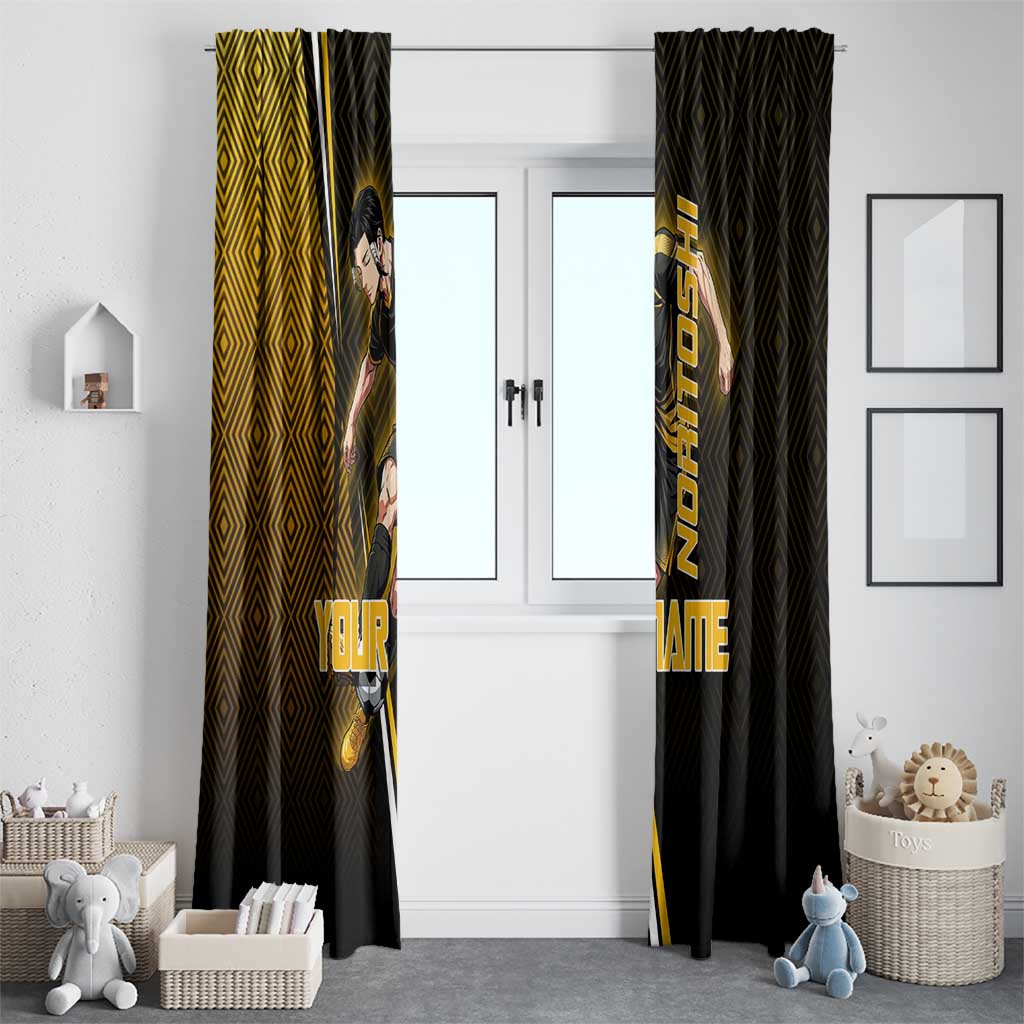 Personalized Noritoshi Kamo Jujutsu Kaisen Window Curtain Anime Soccer Theme with Yellow Geometric Design