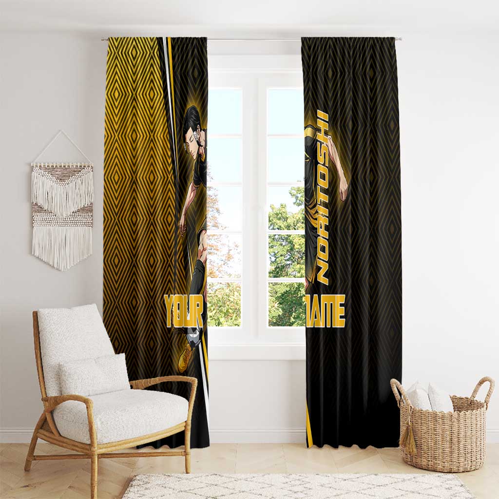Personalized Noritoshi Kamo Jujutsu Kaisen Window Curtain Anime Soccer Theme with Yellow Geometric Design