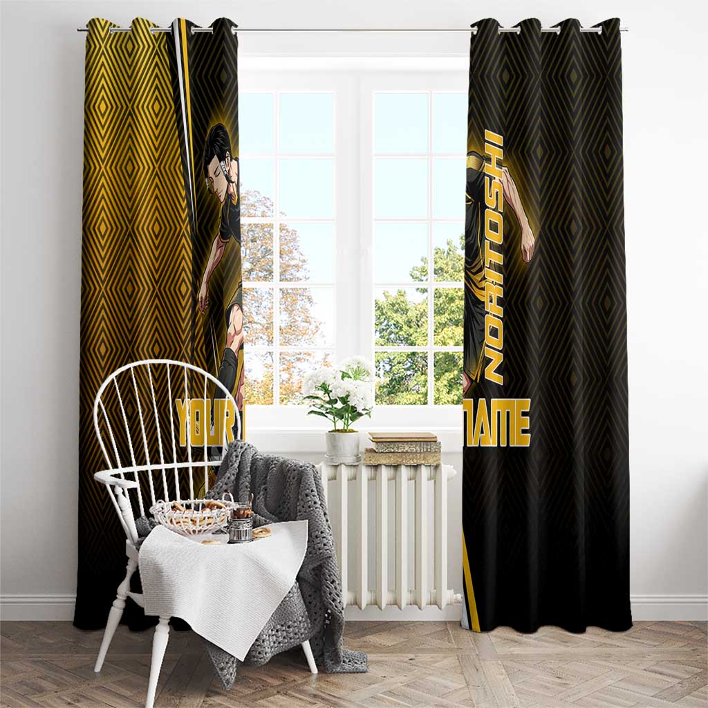 Personalized Noritoshi Kamo Jujutsu Kaisen Window Curtain Anime Soccer Theme with Yellow Geometric Design