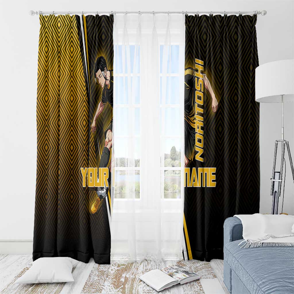 Personalized Noritoshi Kamo Jujutsu Kaisen Window Curtain Anime Soccer Theme with Yellow Geometric Design